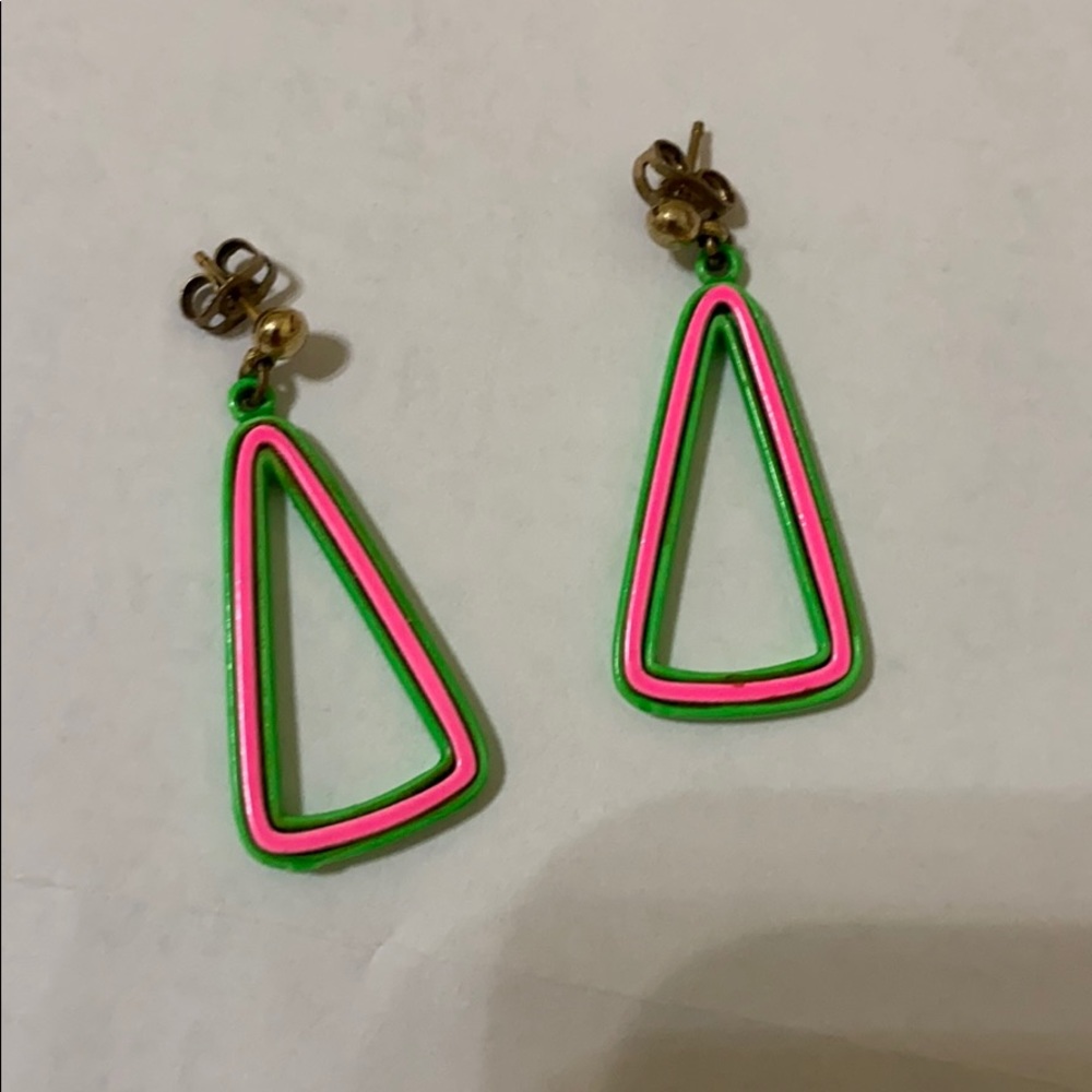 Fashion earrings pink and geeen